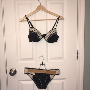 Victoria's Secret- black and cream crochet bikini